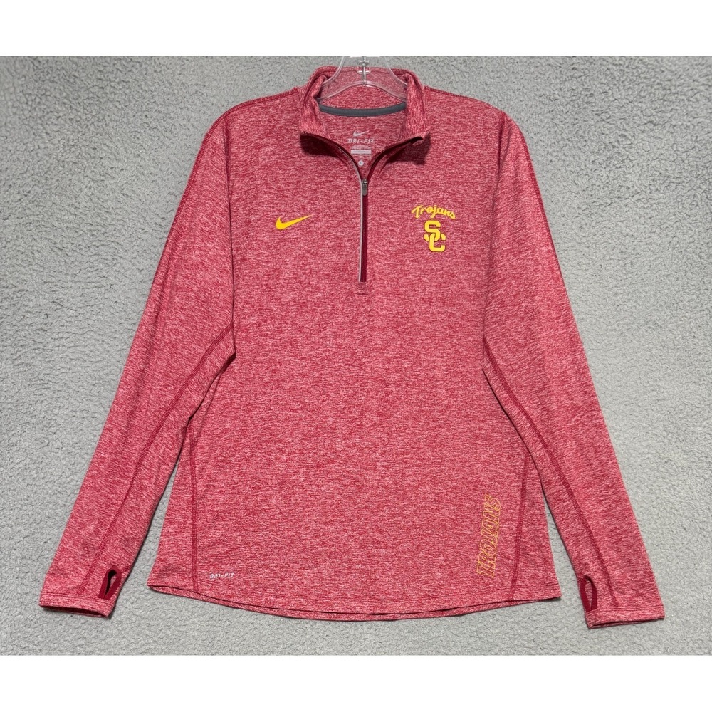 Nike Dri-Fit USC Trojans 1/4 zip pullover Womens Large thumbholes Stretch